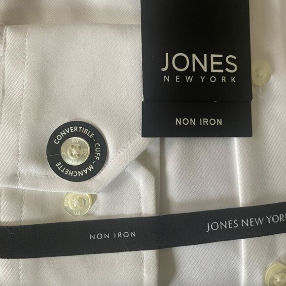 Jones New York Men's Solid Premium Dress Shirt - White - Large 16.5 - 32/33 - Picture 4 of 6